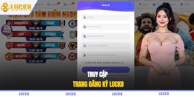 Truy cập trang đăng ký LUCK8